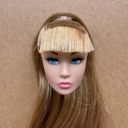 1/6 Scale Multi-jointed Fashion Doll Heads with Bangs Pony Tail Super White Beige Dark Brown Skin Tone PP Doll Figures for Colle