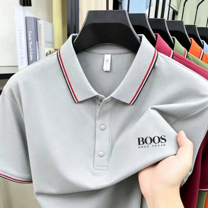 Men's summer new hot selling short sleeved printed logo high-end casual breathable fashion polo shirt comfortable T-shirt top