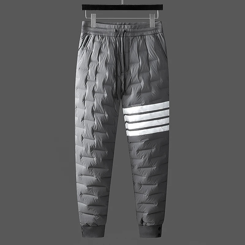 Thickened Warm Waterproof Durable down Trousers Men's Fashionable Trendy Cuffed Elastic Outerwear Casual Slim Fit Long Pants