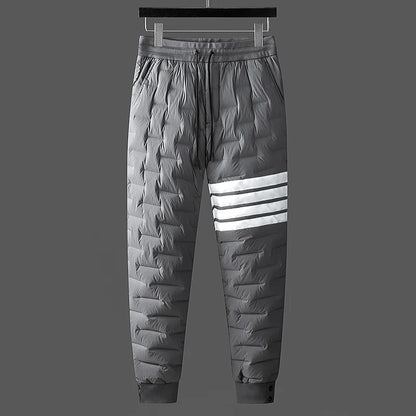 Thickened Warm Waterproof Durable down Trousers Men's Fashionable Trendy Cuffed Elastic Outerwear Casual Slim Fit Long Pants