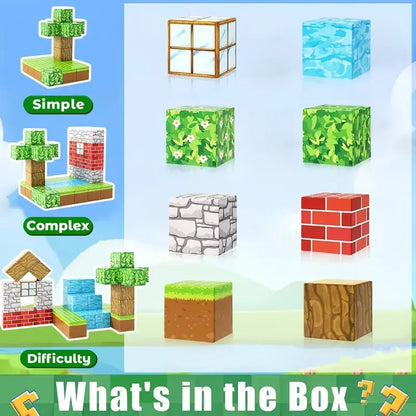 Magnetic Building Block Toy Mine World Creativity Stacking Forest Brick Figure Model Set Educational Kids for Boy Girls Gift