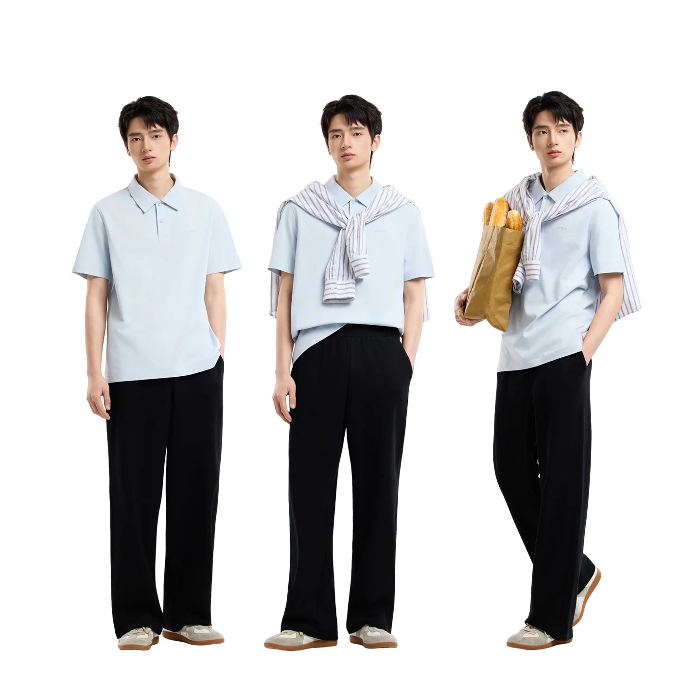 Metersbonwe Men's Loose Straight Leg Casual Pants 2026 Summer New Oversized Knit Trousers Mens Streetwear Relaxed Fit Bottoms