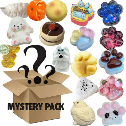 Blind Box Mystery Kawaii Cat Paw Mochi Squishy, Simulated Food Fidget Toy, Cute Squeeze Foot Toy Antistress Stress-Relief