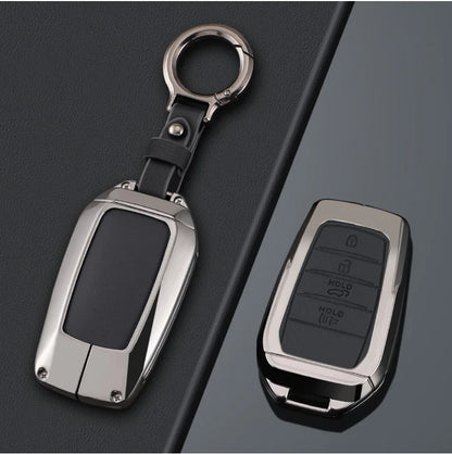 Zinc Alloy + PU Leather Car Key Case Cover For 2019-2025 Land Cruiser Highlander Camry Sienna Venza Hilux Fortuner Corolla Prius