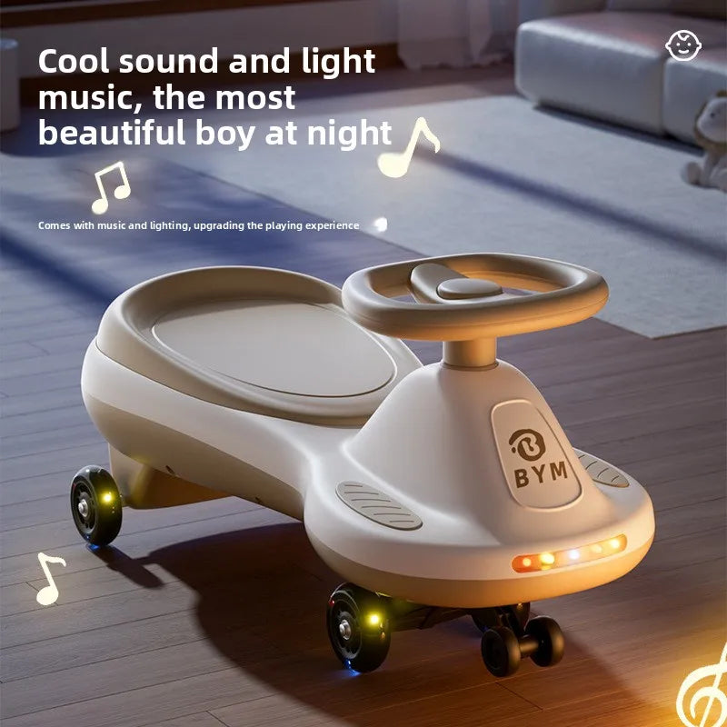 Kids Ride Toy Twisty Swing Car Silent Wheels Anti Tip Lights Music Unisex 1 13 Children's Wiggle Car Anti-rollover