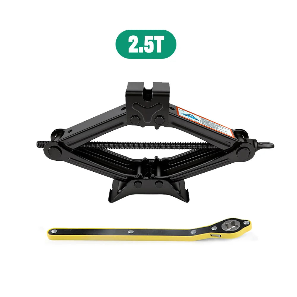 Mechanical Manual Scissor Jacks With Stabilizer Base & Ratchet Wrench For Car/SUV Tire Replacement And Emergency Roadside Repair