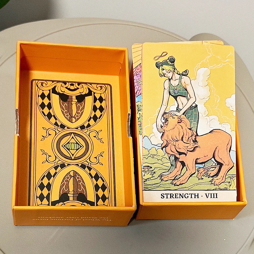 JOJOTarot Cards Deck in Rigid Box, 80 Pcs Double-Sided Embossed Anime Tarot Cards Bizarre Adventure Tarot Deck 12*7cm