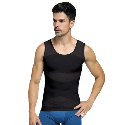 Men's Beer Belly Slimmer Shaping and Compression Vest Men's Shapewear Top – Compression Abdominal Control and Breathabl