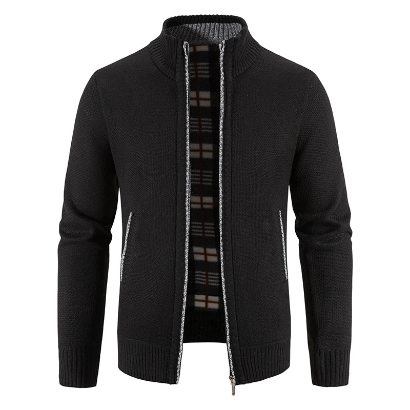 Men Sweater Jacket Winter Autumn Cold Coat Fleece Zipper Cardigan Soft Jumpers Turtleneck Warm Y2K High Quality Outerwear
