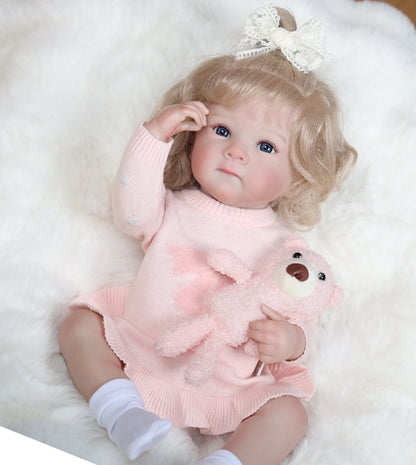18 Inch Reborn Baby Doll Full Vinyl Body Realistic 3D Skin Visible Veins Newborn Girl Toy Collectible Birthday Gift