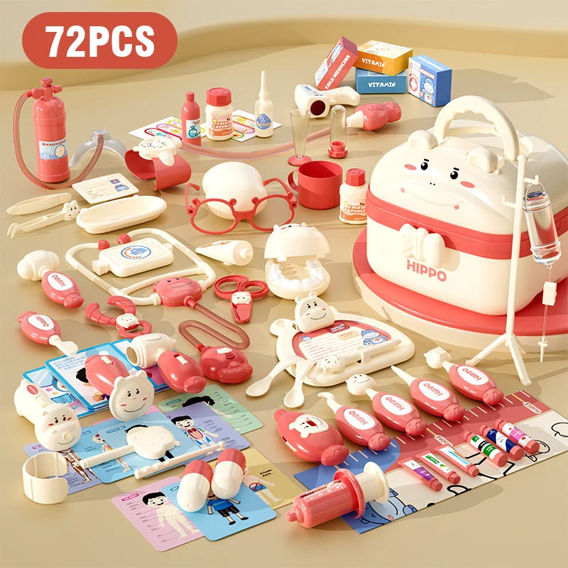 Kids Doctor Set Pretend Play Girls Boys Simulated Nurse Doctor Stethoscope Injection Home Medical Toolbox Toys for Children Gift