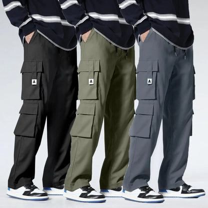 Men's Workwear Pants Straight Leg Casual Car Repair Trousers Multi-Pocket Durable Breathable Comfortable Military Green