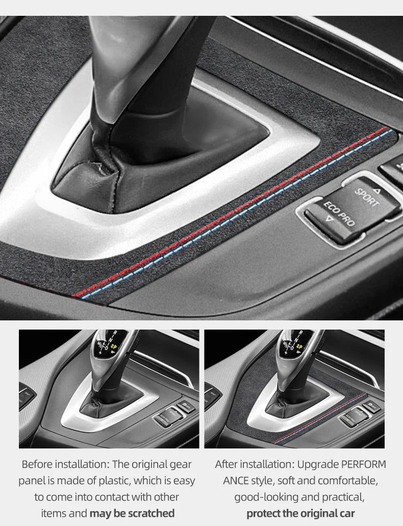 Center Console Gear Shifter Panel Trim Sticker For BMW F20 F21 2012-2019  Made of Alcantara Carbon Fiber Car Interior Accessory