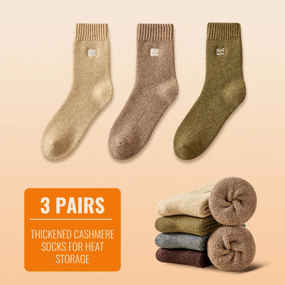 MiiOW Merino Wool Socks Cold Resistant Men Winter Thicken Heated Sock Cashmere Long Sock Snow Boots Retro Brown Warm Towel Socks