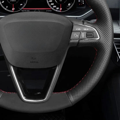 Car Steering Wheel Covers DIY Black Genuine Leather Suede For Seat Leon 5F Mk3 2013-2020 Ibiza 6J Tarraco Arona Ateca Alhambra