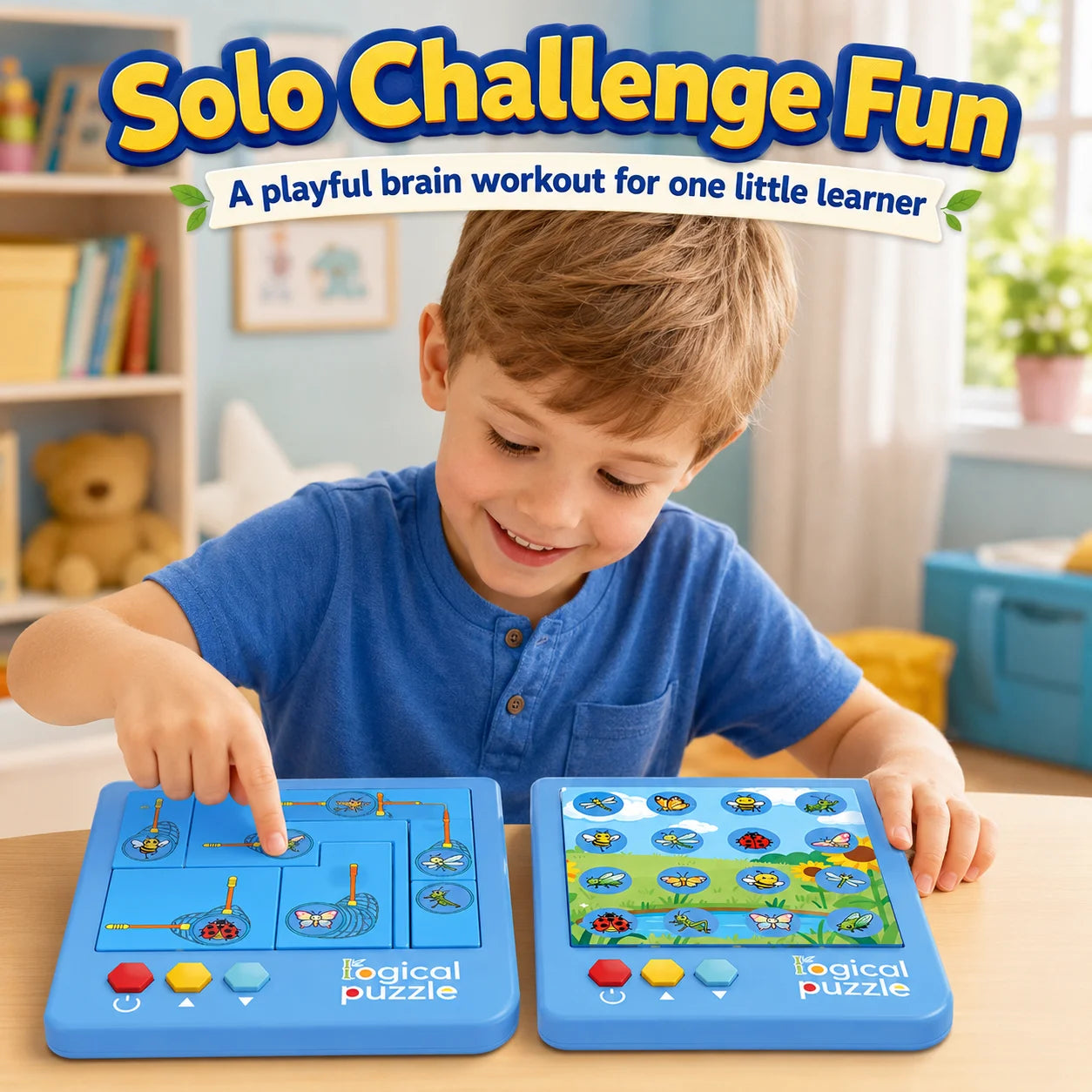Catch The Bug Logical Sliding Puzzle, Kids Brain Teaser Educational Logic Training Desktop Game for Ages 4+