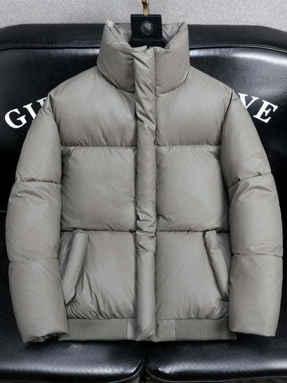 2025 Winter Men's Thickened down Cotton Jacket Warmth Frostproof PU Leather Durable Fashionable Urban Style Long Sleeve Coat