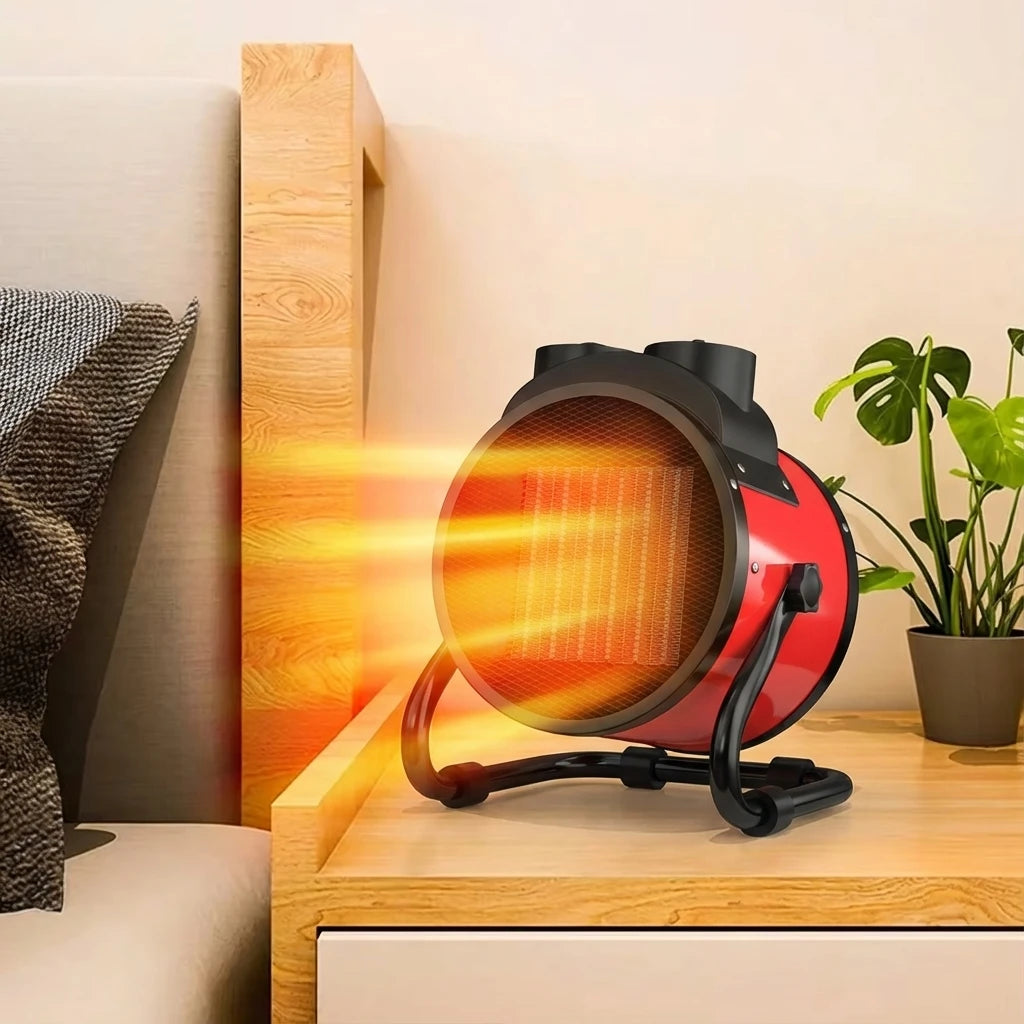 Portable 2000W Electric Heater With Fan Adjustable Thermostat 2 Heat Modes Overheat And Tip-Over Protection Safe For Bedroom