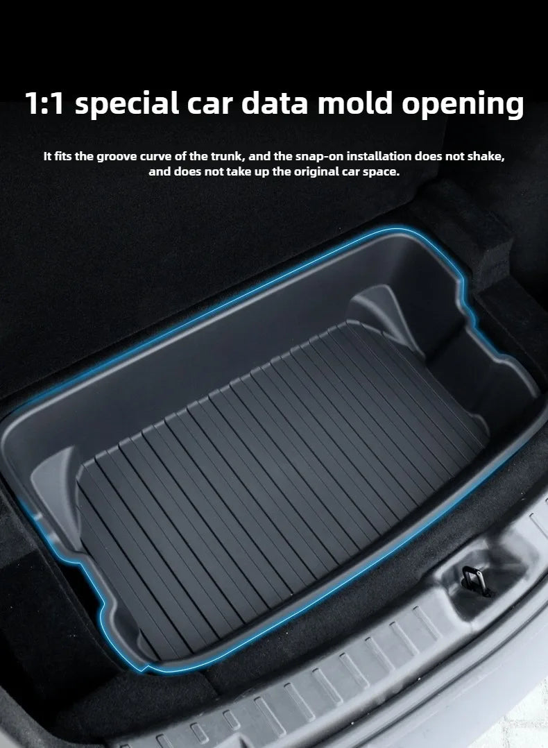 For Tesla Model Y Juniper 2021-2025 Launch Front&Rear Trunk Storage Box Double-Deck Luggage Frunk Organizer Box Dustproof Cargo