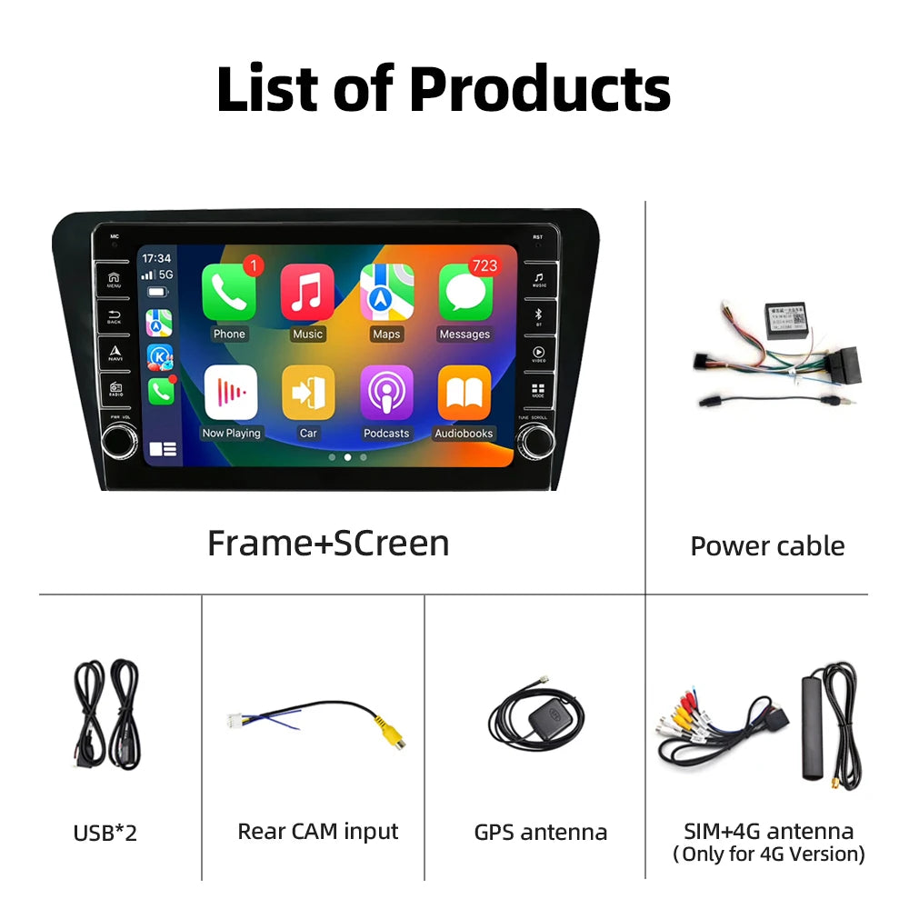 Jundof 2 Din Android 13 Car Radio For Skoda Octavia 3 A7 2013-2018 Multimedia Video Player 4G WiFi Navigation Carplay Head unit