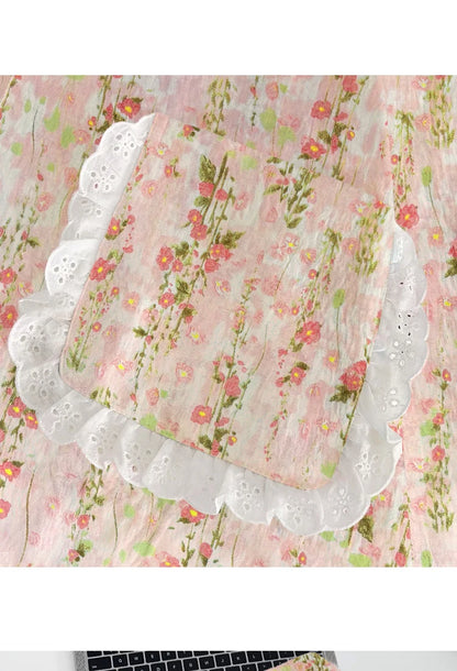 Cloud Cotton Sleepwear Set for Women Casual Spring Autumn Long Sleeve Long Pants Home Clothes  Plant Floral Print