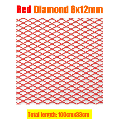 100x33cm Aluminium Racing Car Bumper Grille Grill Mesh Net Vent Red Tuning Universal Protector Caravan Camper Home Garden