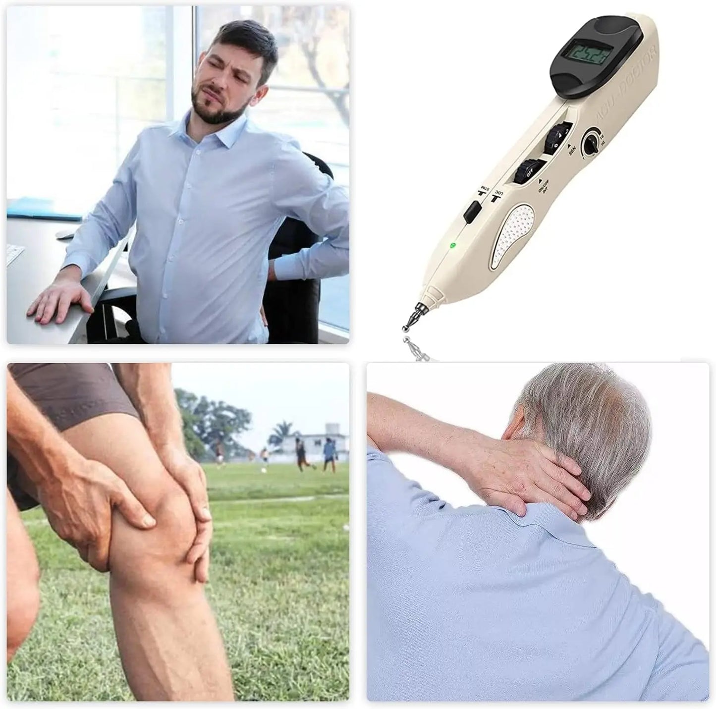 Electronic Acupuncture Pen Meridian Pen Find Acupoints Automatically with 3 Massage Heads Rechargeable