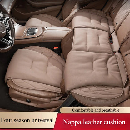 Nappa Leather Car Seat Cushion Rear Integrated Lumbar Support for All Seats Breathable Ventilated Comfort Auto Accessories