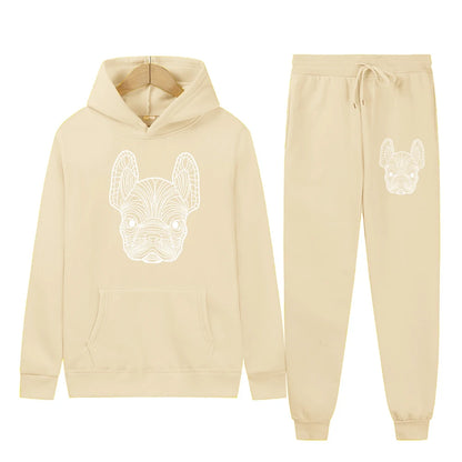 Men's and women's printed hooded sweatshirts and pants animal paw printed sportswear running autumn and winter casual fashion