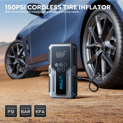 UTRAI 4 in 1 1500A Jump Starter JS-9 For 12V Car 150PSI Air Inflatable Pump Air Compressor Portable Power Bank Emergency Booster