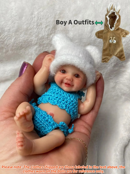 6 Inch Solid Silicone Reborn Doll Girl And Boy Lifelike Newborn Baby Cute Doll For Children Birthday Gifts