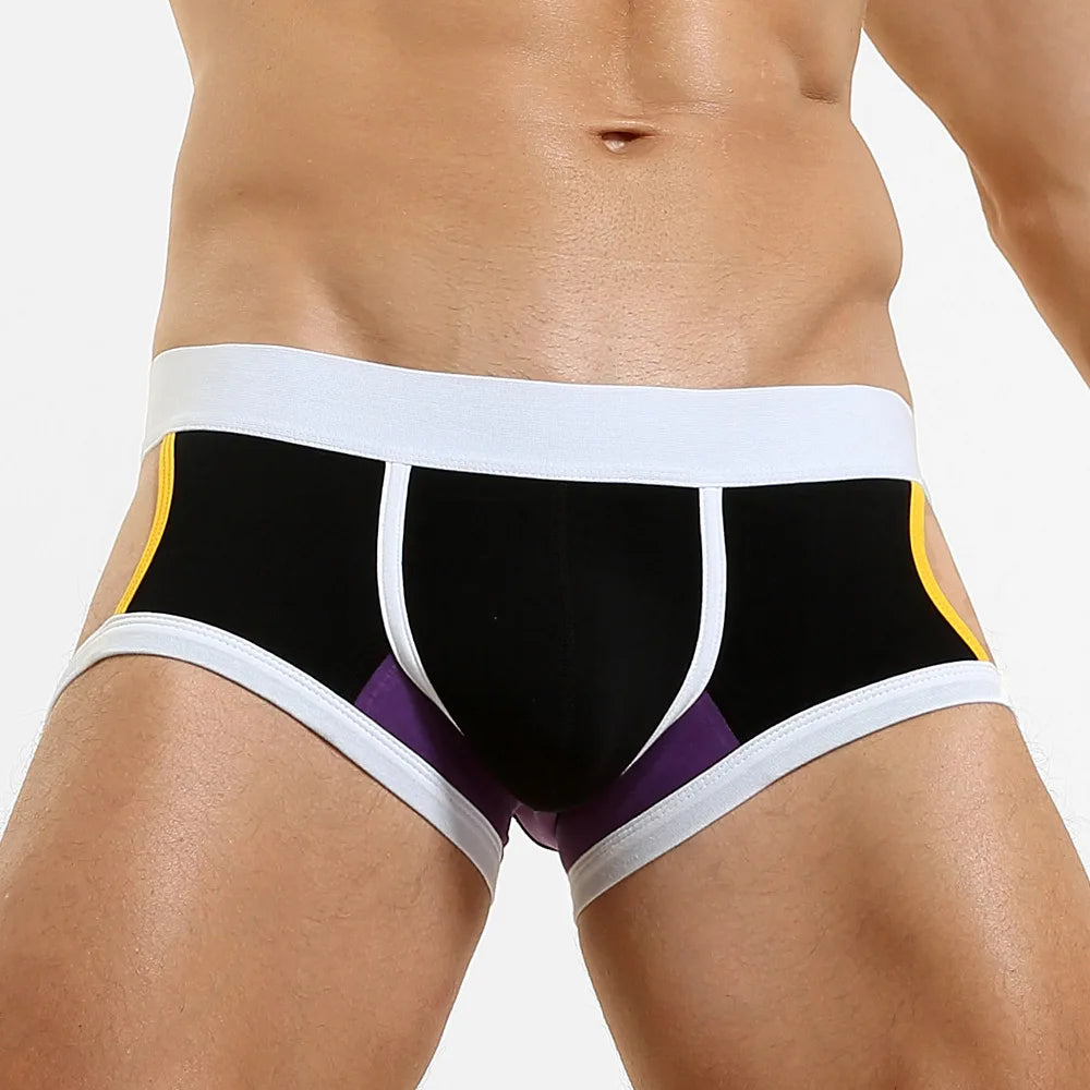 4-Pack SEOBEAN Men's Low-Waist U-Shape Flat Briefs Underwear Trendy Side-Light Design Comfortable Innerwear for Men