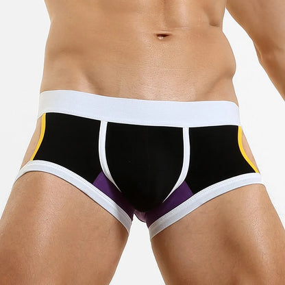 4-Pack SEOBEAN Men's Low-Waist U-Shape Flat Briefs Underwear Trendy Side-Light Design Comfortable Innerwear for Men