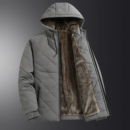 Winter Men's Fleece Warm Down Parkas Fashion Men Cotton Thick Padded Coats Men Thermal Windbreaker Hooded Overcoats Clothing