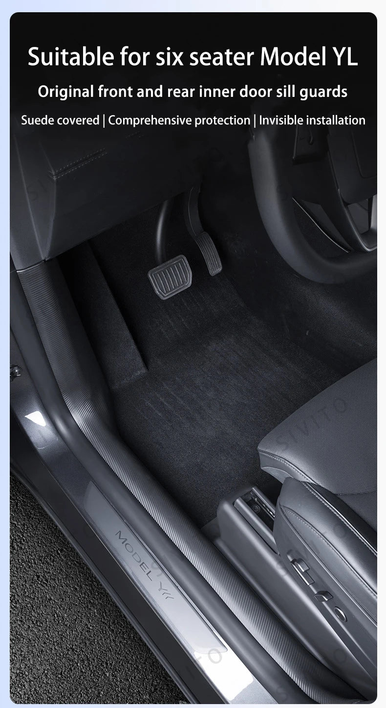 For Tesla Model YL Launch 2026 TPE Front Rear Door Sill Protector Threshold Strip Anti-kick Guard Panel Interior Decoration Set