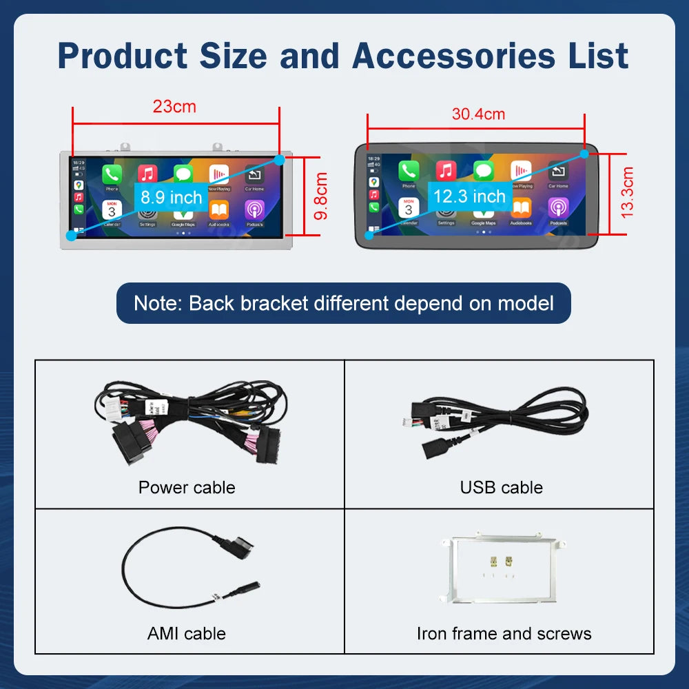 8.9 Inch 12.3"" Multimedia Display Touch Screen For Audi A4 S4 2009-2015 Airplay Miracast Function Wireless Carplay Android Auto