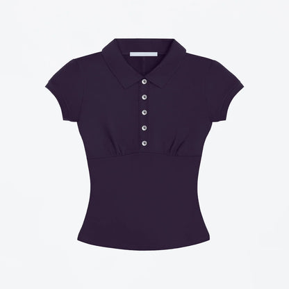 Tank Polo Collar Short-Sleeve T-Shirt, Slim-Fit Waist-Cinching Style, Slimming Hot Girl Style Crop Top, High-Elastic Slim-Fit Waist-Cinching Polo Shirt, Hot Girl Style for Layering or Wearing Alone