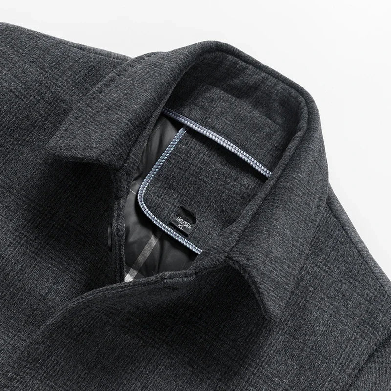 2024 Autumn and Winter Wool Coat Men's business Casual Trench Coat Men Woolen Coats Winter Coat with a down inner liner Men
