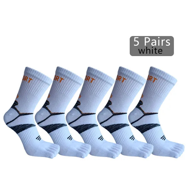1/5 Pairs Athletic Sport Socks Toe Fitness Compression Sweat-Absorbing Bicycle Outdoor Hiking Five Finger Short Socks 4 Seasons