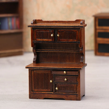 1PC Vintage Miniature Furniture 1:12 Dollhouse Wood Table Multifunction Cabinet Bookcase Model Toy Cupboard Dolls Accessories