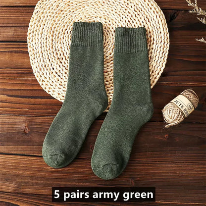 5 Pairs Premium Thickened Business Seasonal Versatile Stylish Mid-calf Socks for Men Anti-odor Mid-calf Athletic Socks
