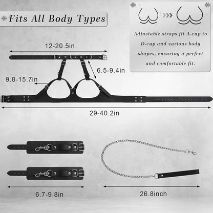 BDSM Pussy Handcuffs Sex Toys Games for Couples Slave Harness Cuffs Bondage Straps Erotic Obedience Turn Female Sex Kits