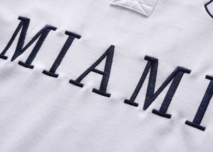 Men's Polo Shirt USA MIAMI Royal Short Casual Sport Party High-End Cotton Embroidery Luxury Contrast Color Original Design