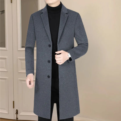 Autumn Winter 2025 New Men's Woolen Coat Double-Faced High-End Mid-Length Men's Outerwear Fashionable Modern Style Windbreaker