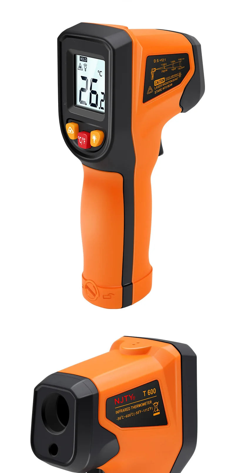 T400 T600 Digital Infrared Thermometer -50℃ to 400/600℃ High Precision Pyrometer Industrial Non-contact Temperature Sensor