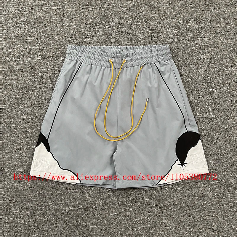 New Arrival RHUDE Print Casual Shorts Loose Street Shorts with Pockets Men's High Quality Shorts