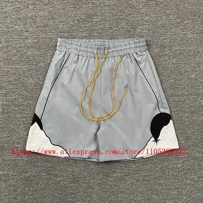 New Arrival RHUDE Print Casual Shorts Loose Street Shorts with Pockets Men's High Quality Shorts