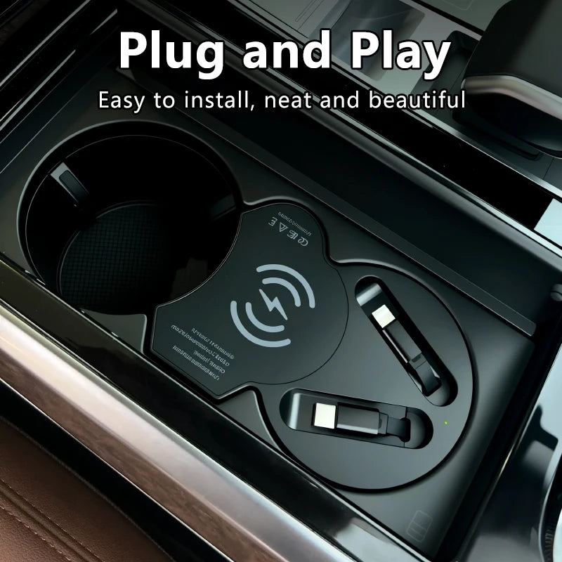 For Q7 Q8 SQ7 SQ8 15W Car Wireless Charger Wireless Charging Cigarette Lighter Fast Charging for iPhone, Huawei, Samsung, Xiaomi