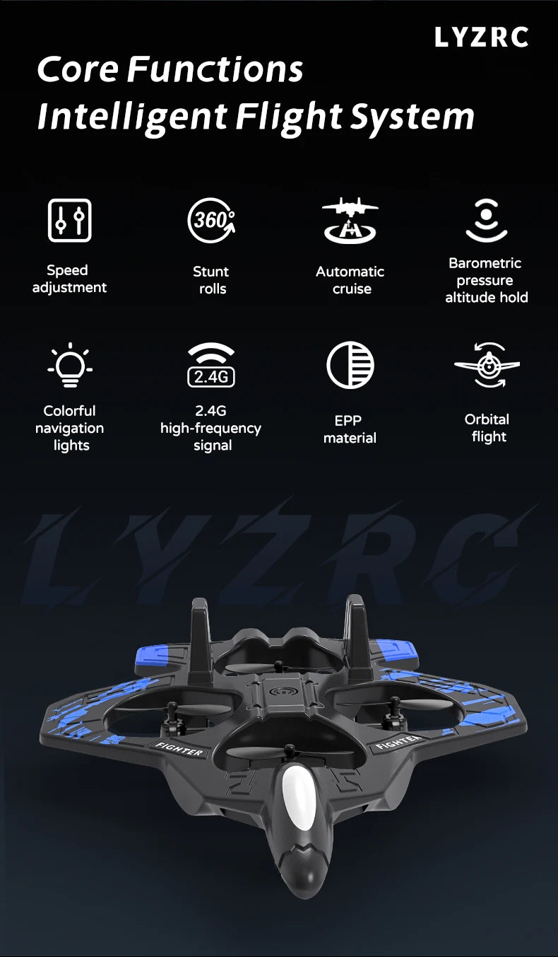 L101 RC Foam Airplane 2.4G RC Fighter Stunt Tumbling Helicopter with LED Colored Lights Airplane Model Toy