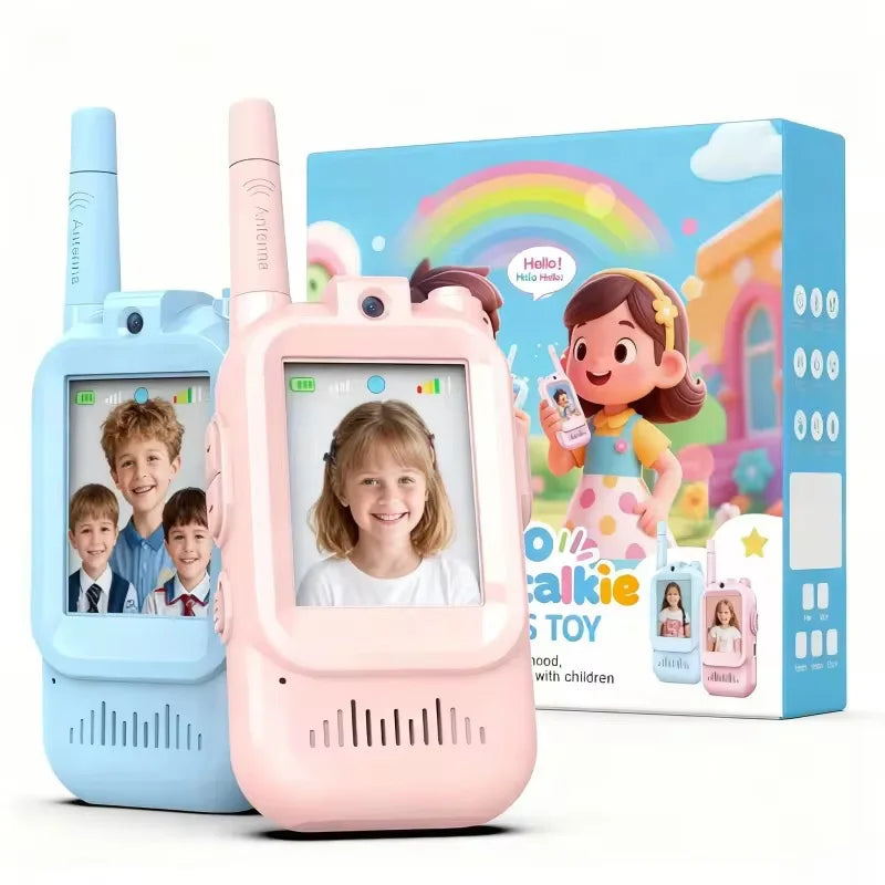 Video Walkie Talkies for Kids 2 Pack Rechargeable Toddler Toys for Indoor Camping Travel Birthday Gfits for Kids Ages 3-12